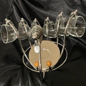 Espresso cups and saucers with swan display (set of 6)